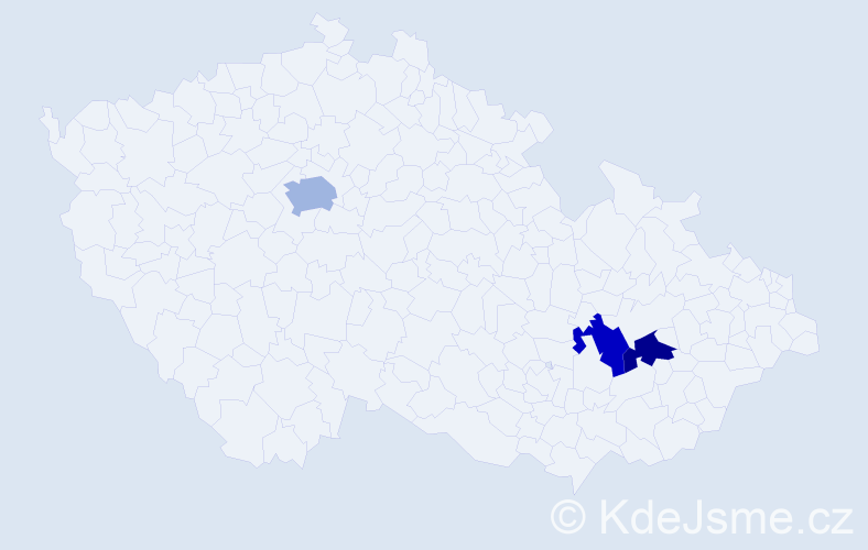 Příjmení: 'Badziony', počet výskytů 7 v celé ČR