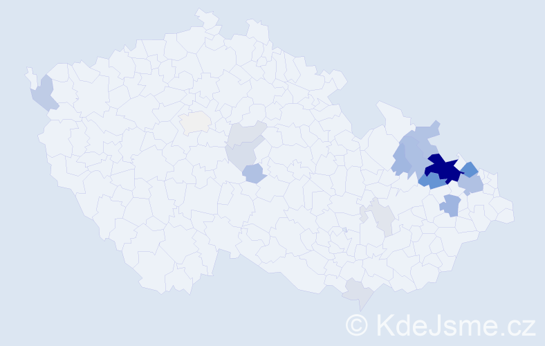 Příjmení: 'Toška', počet výskytů 65 v celé ČR