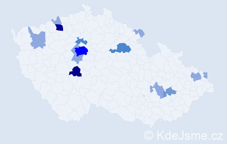 Příjmení: 'Student', počet výskytů 34 v celé ČR