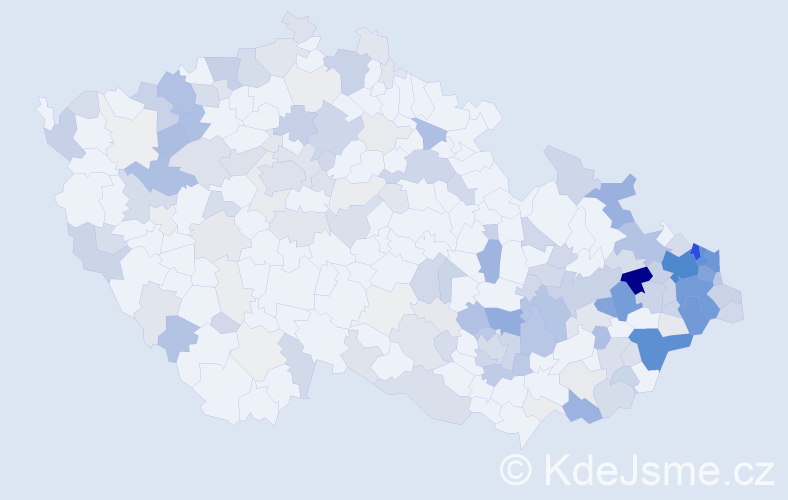 Příjmení: 'Kubica', počet výskytů 773 v celé ČR