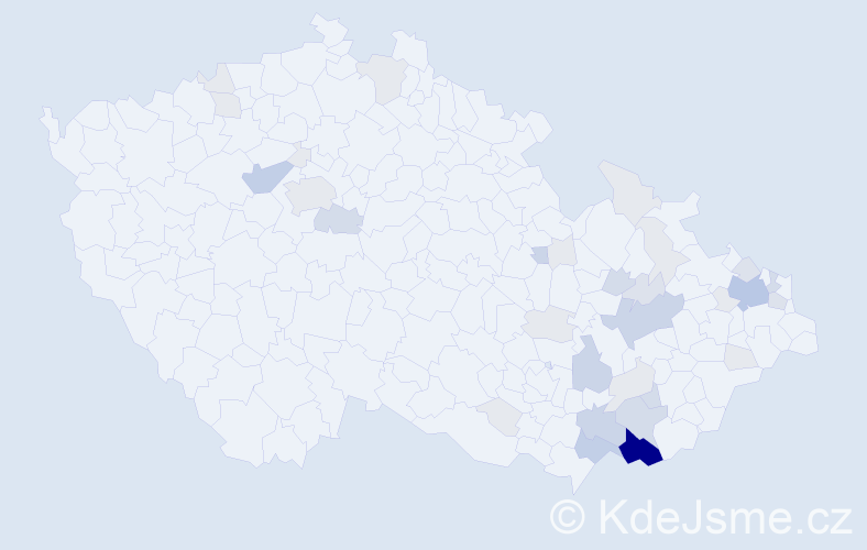 Příjmení: 'Všetula', počet výskytů 120 v celé ČR