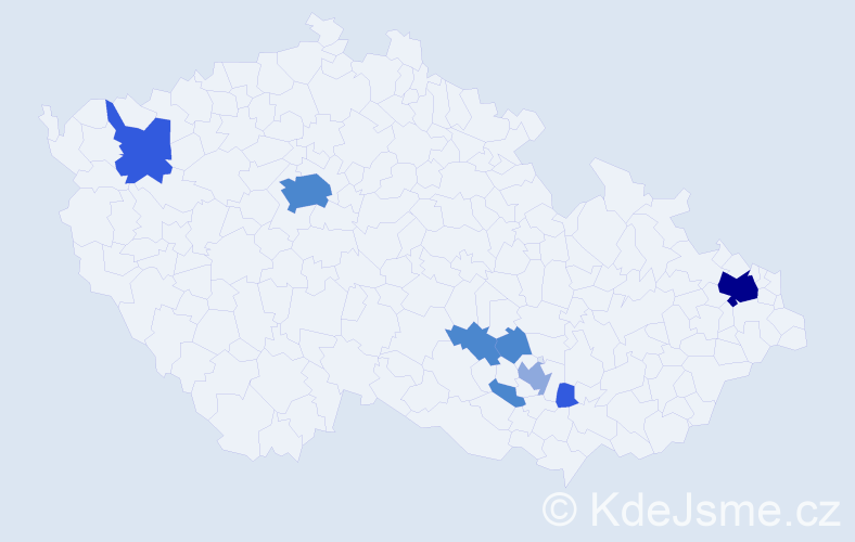Příjmení: 'Nechmač', počet výskytů 20 v celé ČR