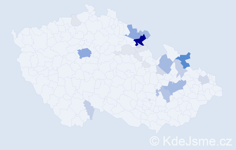 Příjmení: 'Lantová', počet výskytů 96 v celé ČR