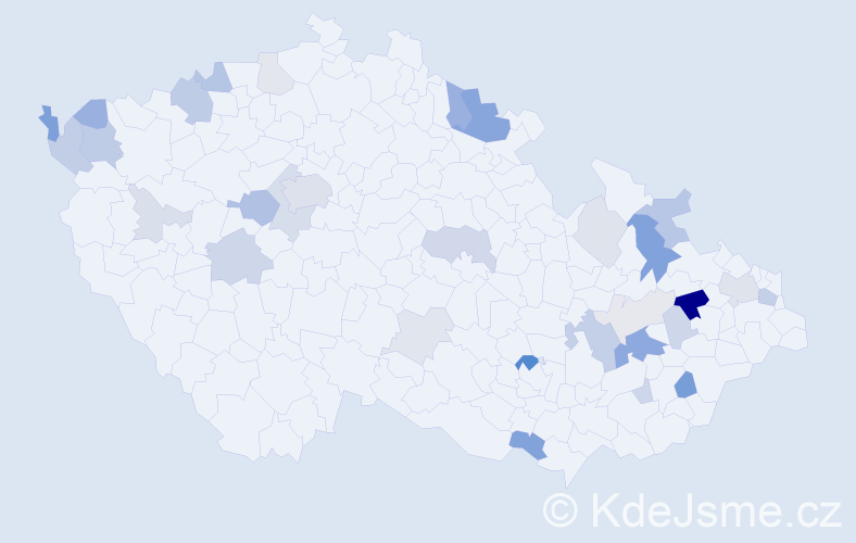 Příjmení: 'Bálint', počet výskytů 84 v celé ČR