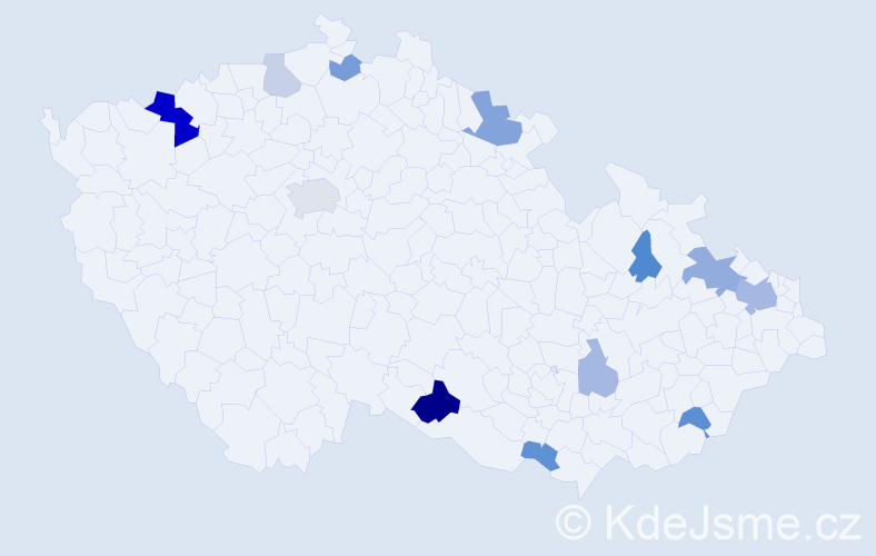 Příjmení: 'Verbergerová', počet výskytů 25 v celé ČR