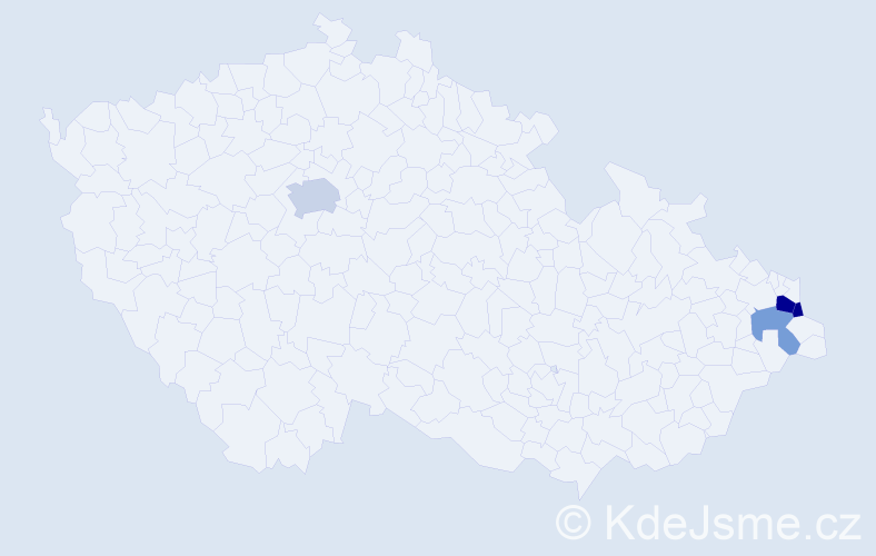 Příjmení: 'Czapová', počet výskytů 7 v celé ČR