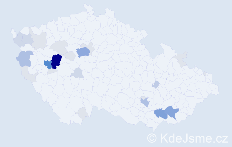 Příjmení: 'Planetová', počet výskytů 92 v celé ČR
