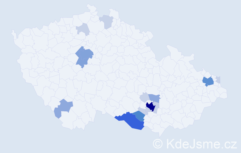 Příjmení: 'Keberle', počet výskytů 46 v celé ČR