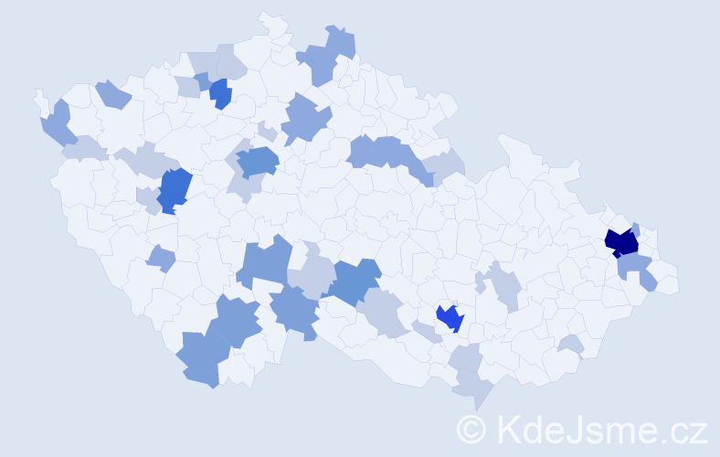 Příjmení: 'Berešová', počet výskytů 91 v celé ČR