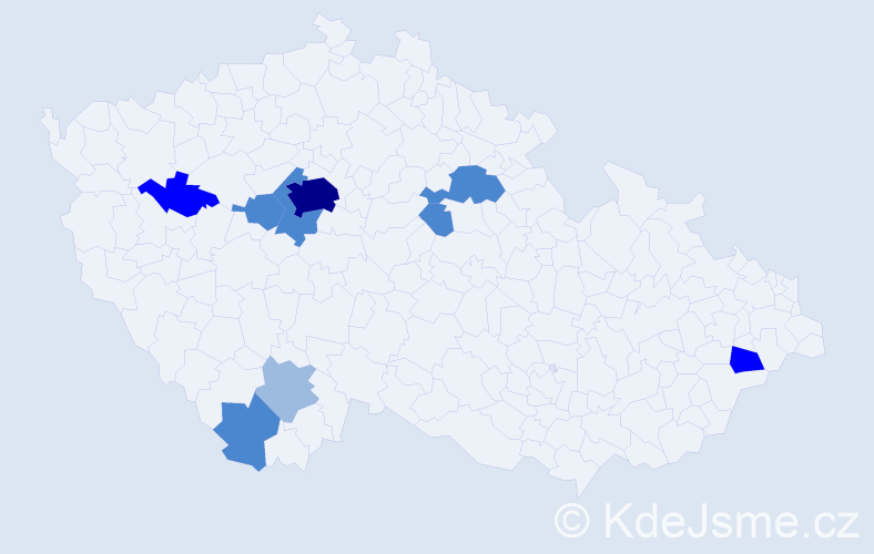 Příjmení: 'Cypro', počet výskytů 21 v celé ČR