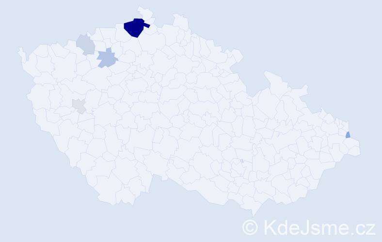 Příjmení: 'Czigányová', počet výskytů 17 v celé ČR