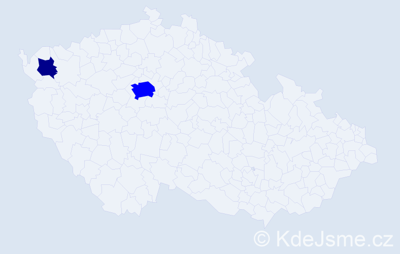 Příjmení: 'Kucarovová', počet výskytů 5 v celé ČR