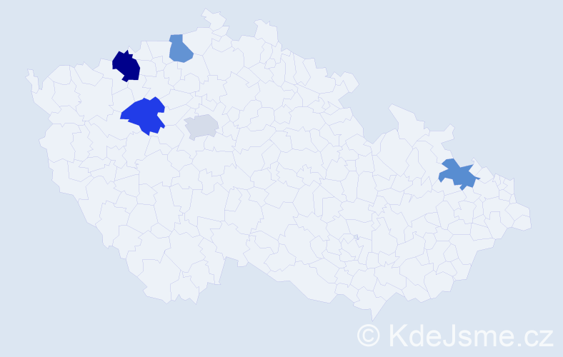 Příjmení: 'Kádár', počet výskytů 6 v celé ČR