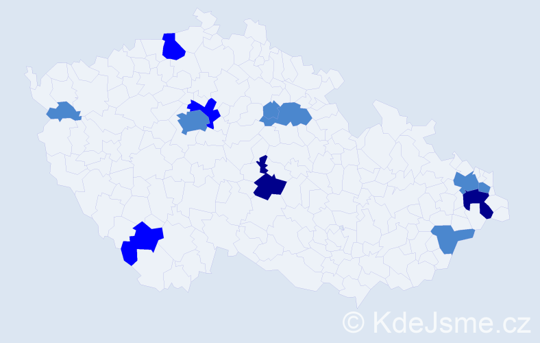 Příjmení: 'Barcziová', počet výskytů 19 v celé ČR