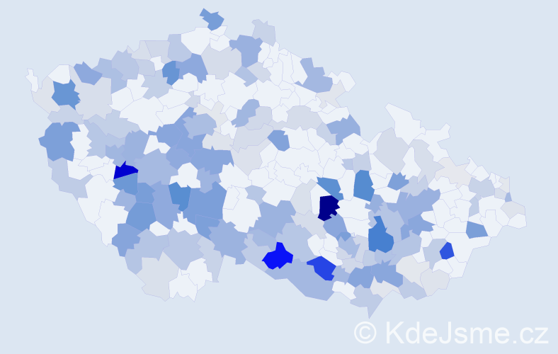 Příjmení: 'Punčochářová', počet výskytů 439 v celé ČR