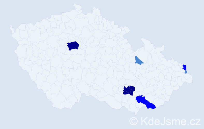 Příjmení: 'Krupárová', počet výskytů 17 v celé ČR