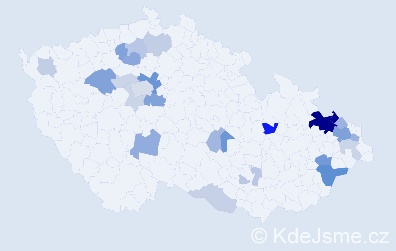 Příjmení: 'Kristian', počet výskytů 61 v celé ČR