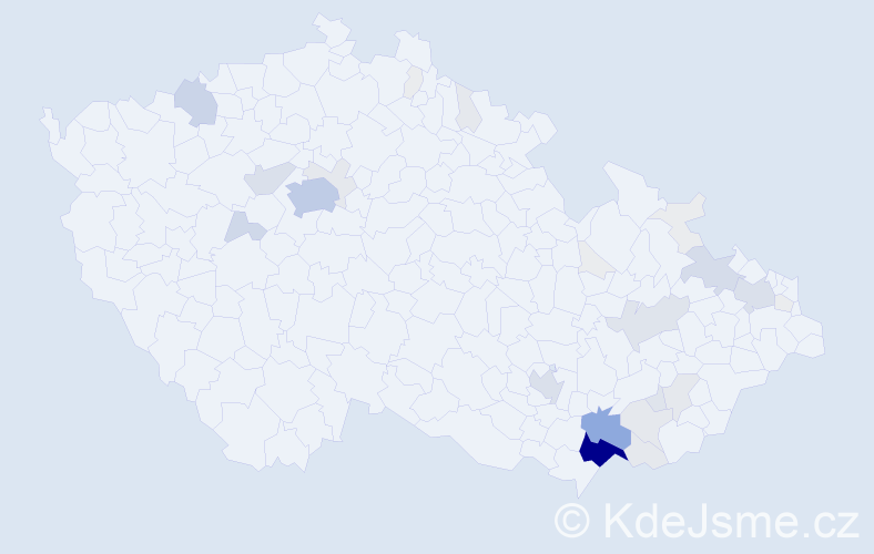 Příjmení: 'Kordula', počet výskytů 168 v celé ČR