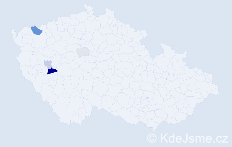 Příjmení: 'Lisacová', počet výskytů 5 v celé ČR