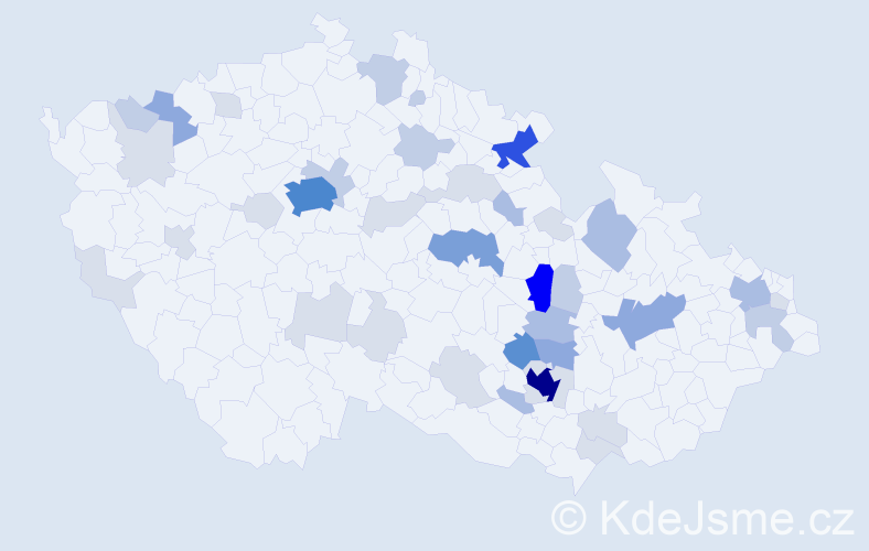 Příjmení: 'Felklová', počet výskytů 133 v celé ČR