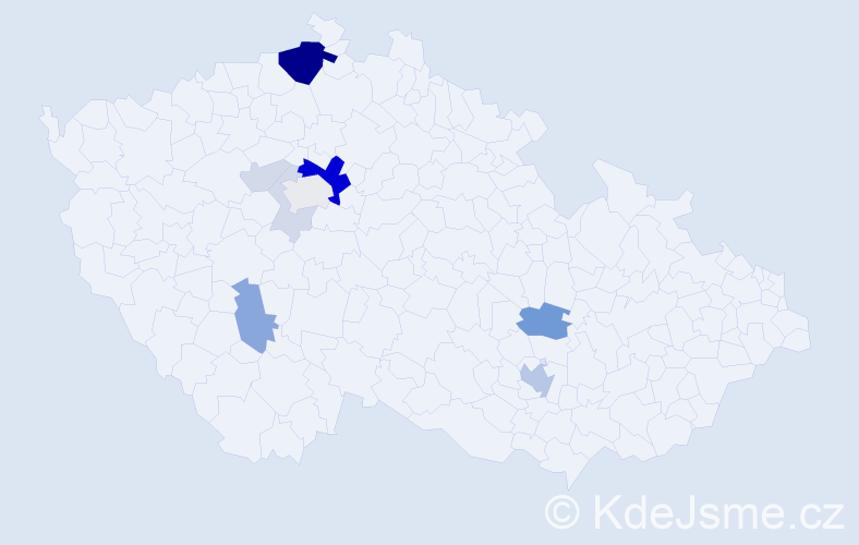 Příjmení: 'Chábek', počet výskytů 39 v celé ČR