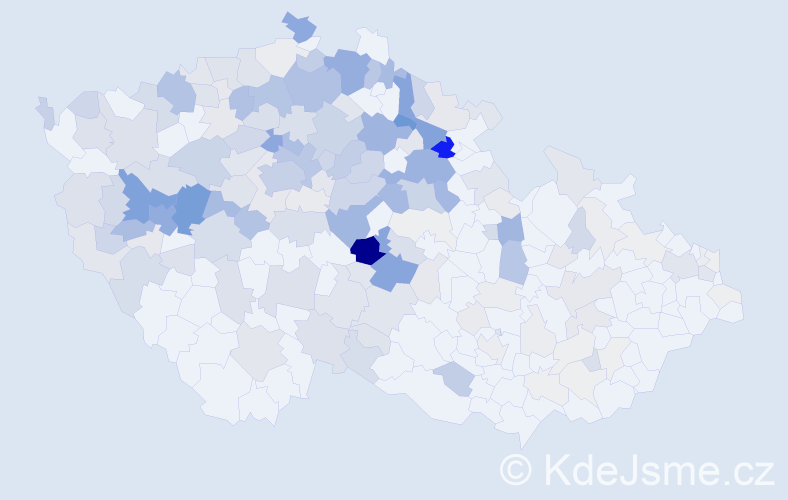 Příjmení: 'Karel', počet výskytů 877 v celé ČR