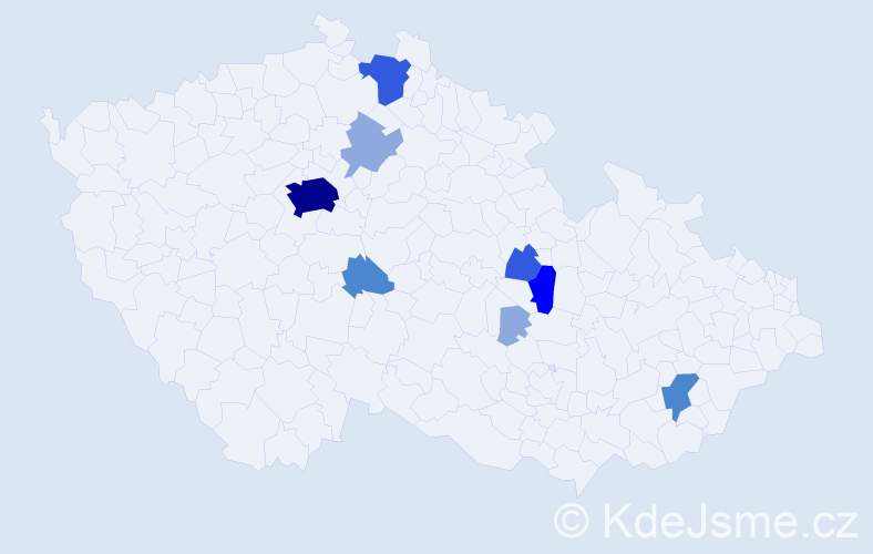 Příjmení: 'Vokas', počet výskytů 21 v celé ČR