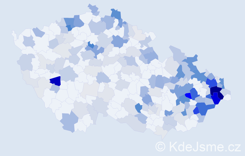 Příjmení: 'Baran', počet výskytů 680 v celé ČR