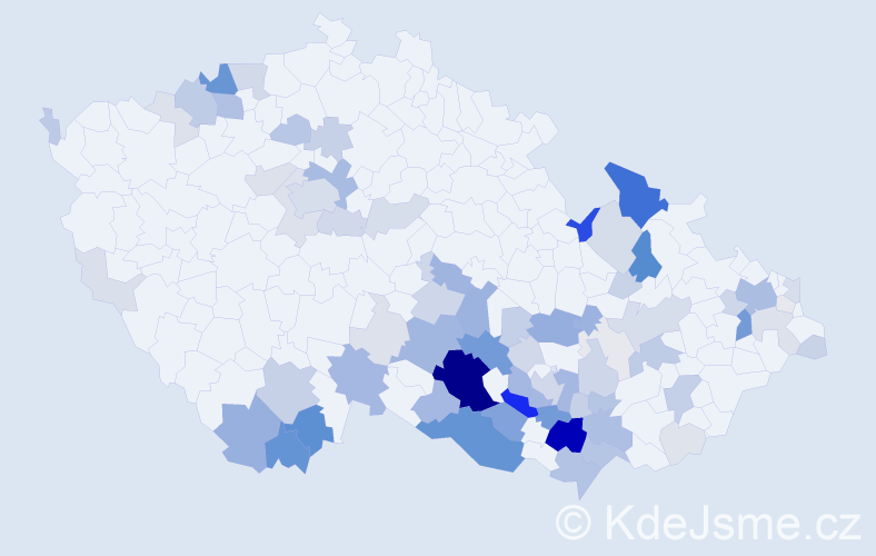 Příjmení: 'Bula', počet výskytů 295 v celé ČR