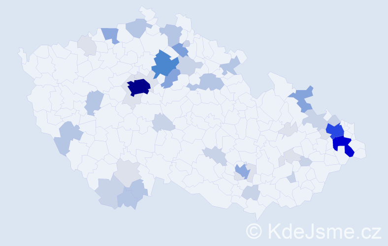 Příjmení: 'Halešová', počet výskytů 156 v celé ČR