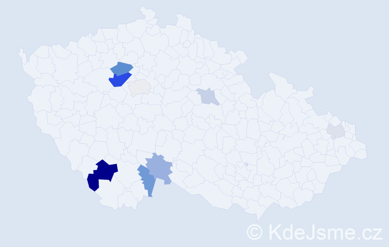 Příjmení: 'Kaimlová', počet výskytů 18 v celé ČR