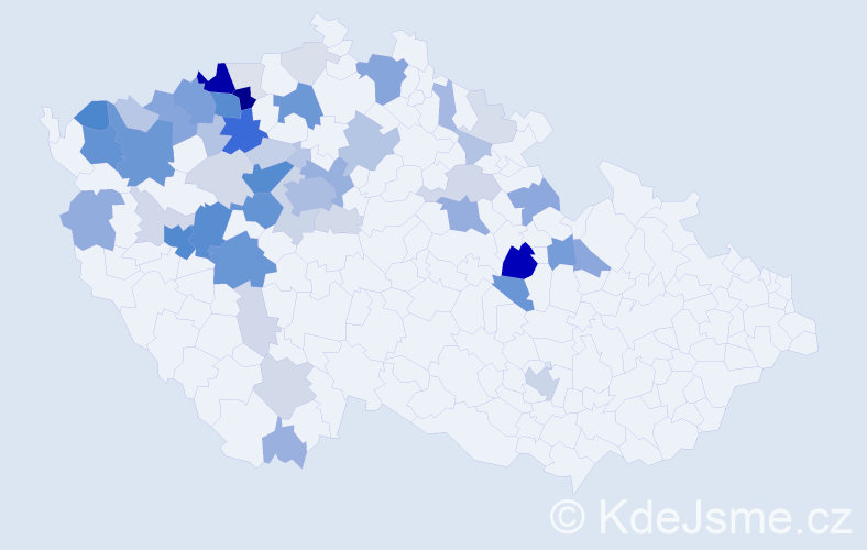 Příjmení: 'Vimr', počet výskytů 202 v celé ČR