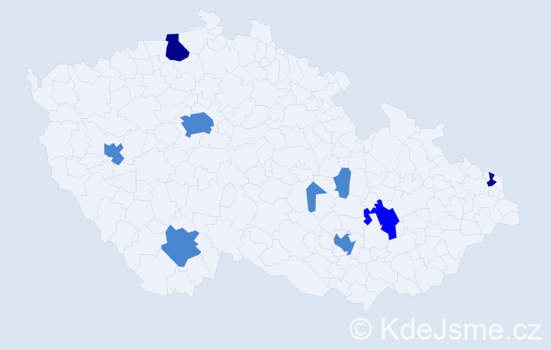 Příjmení: 'Knapčok', počet výskytů 14 v celé ČR