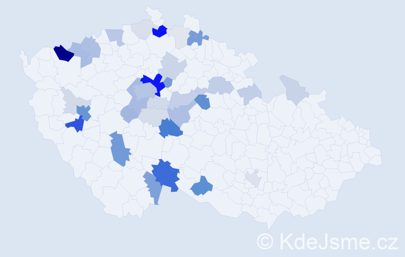 Příjmení: 'Ledecký', počet výskytů 140 v celé ČR