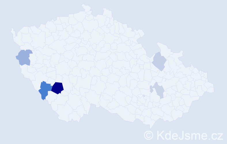 Příjmení: 'Kubelák', počet výskytů 12 v celé ČR