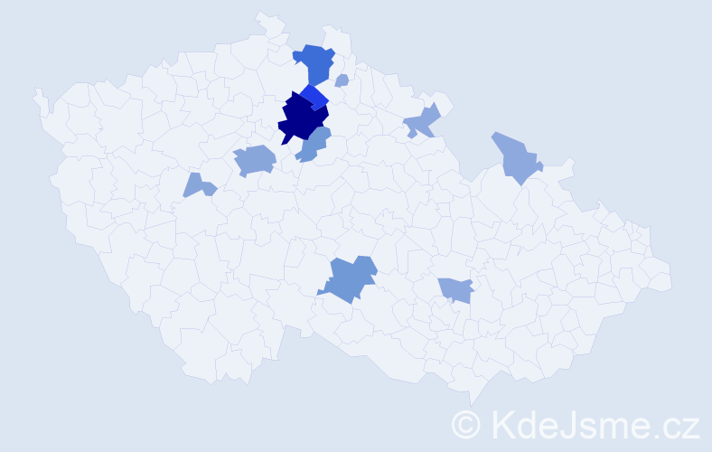 Příjmení: 'Pešánová', počet výskytů 34 v celé ČR