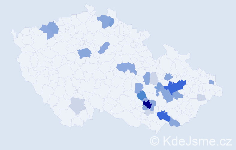 Příjmení: 'Čadílek', počet výskytů 88 v celé ČR