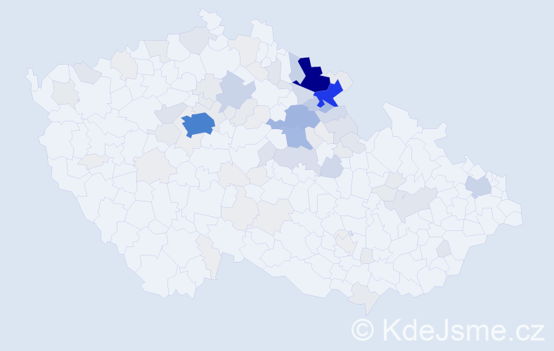 Příjmení: 'Kábrtová', počet výskytů 414 v celé ČR