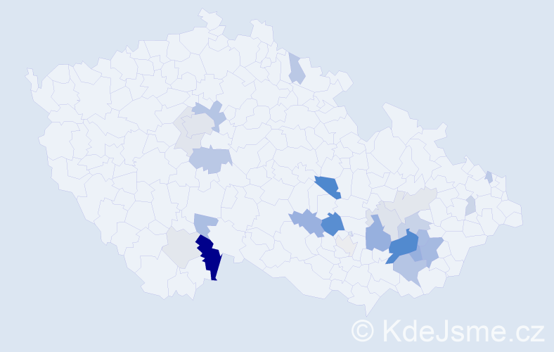 Příjmení: 'Nehoda', počet výskytů 63 v celé ČR