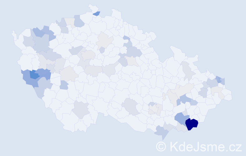 Příjmení: 'Vozárová', počet výskytů 186 v celé ČR