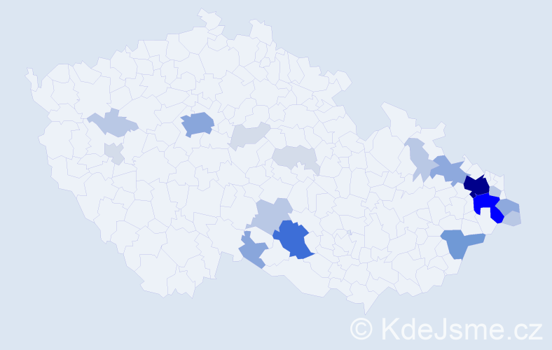 Příjmení: 'Rodková', počet výskytů 75 v celé ČR