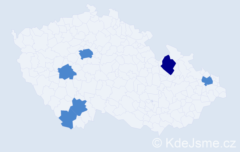 Příjmení: 'Fábián', počet výskytů 8 v celé ČR