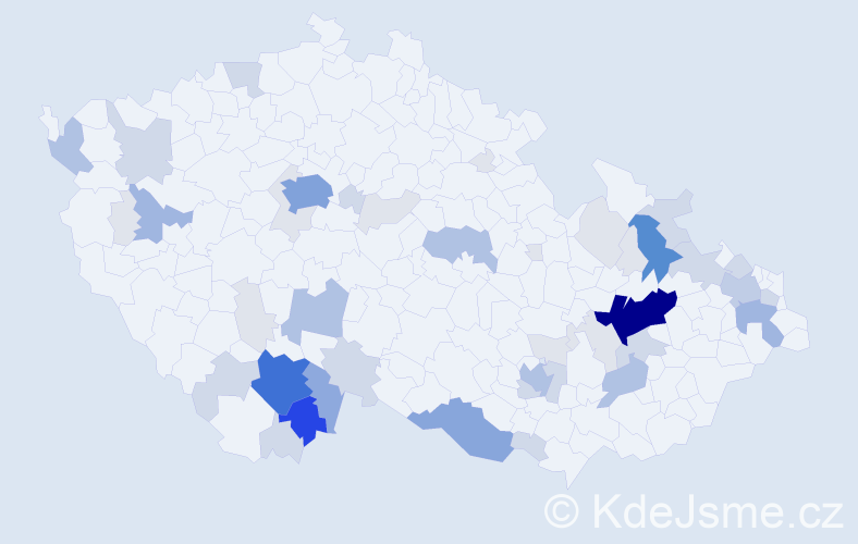 Příjmení: 'Tisoň', počet výskytů 172 v celé ČR