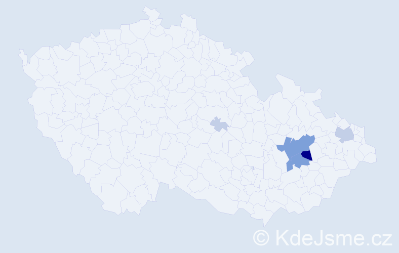 Příjmení: 'Pacáček', počet výskytů 19 v celé ČR
