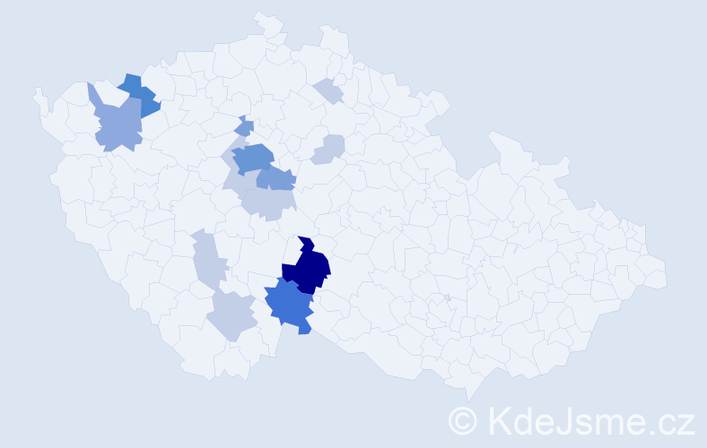 Příjmení: 'Tetiva', počet výskytů 40 v celé ČR