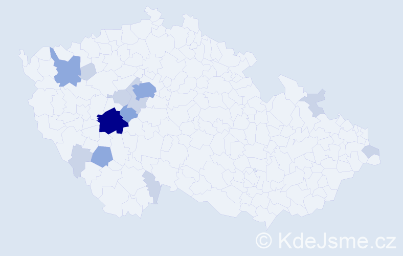 Příjmení: 'Pelcner', počet výskytů 29 v celé ČR