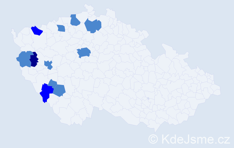 Příjmení: 'Černega', počet výskytů 15 v celé ČR