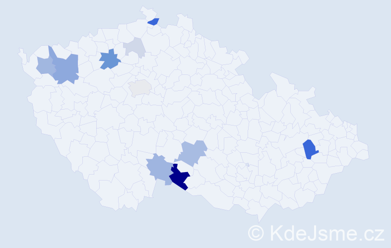Příjmení: 'Kudrfalec', počet výskytů 33 v celé ČR