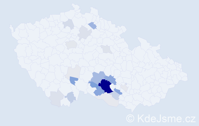Příjmení: 'Bartejsová', počet výskytů 88 v celé ČR