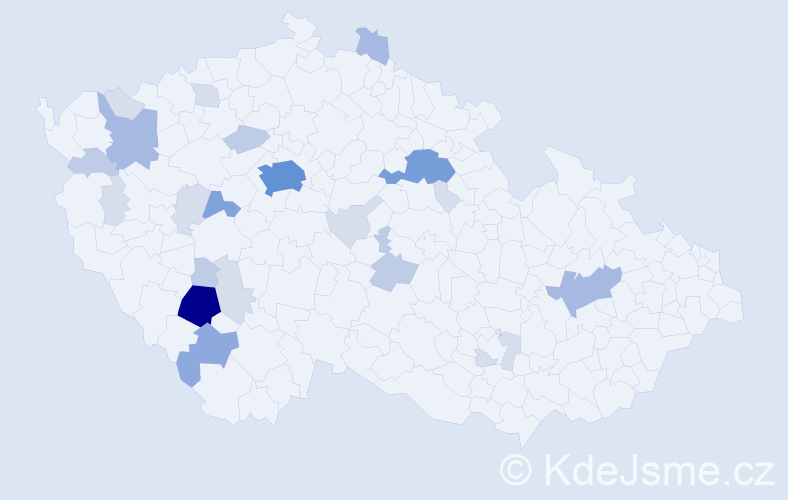 Příjmení: 'Bažatová', počet výskytů 68 v celé ČR